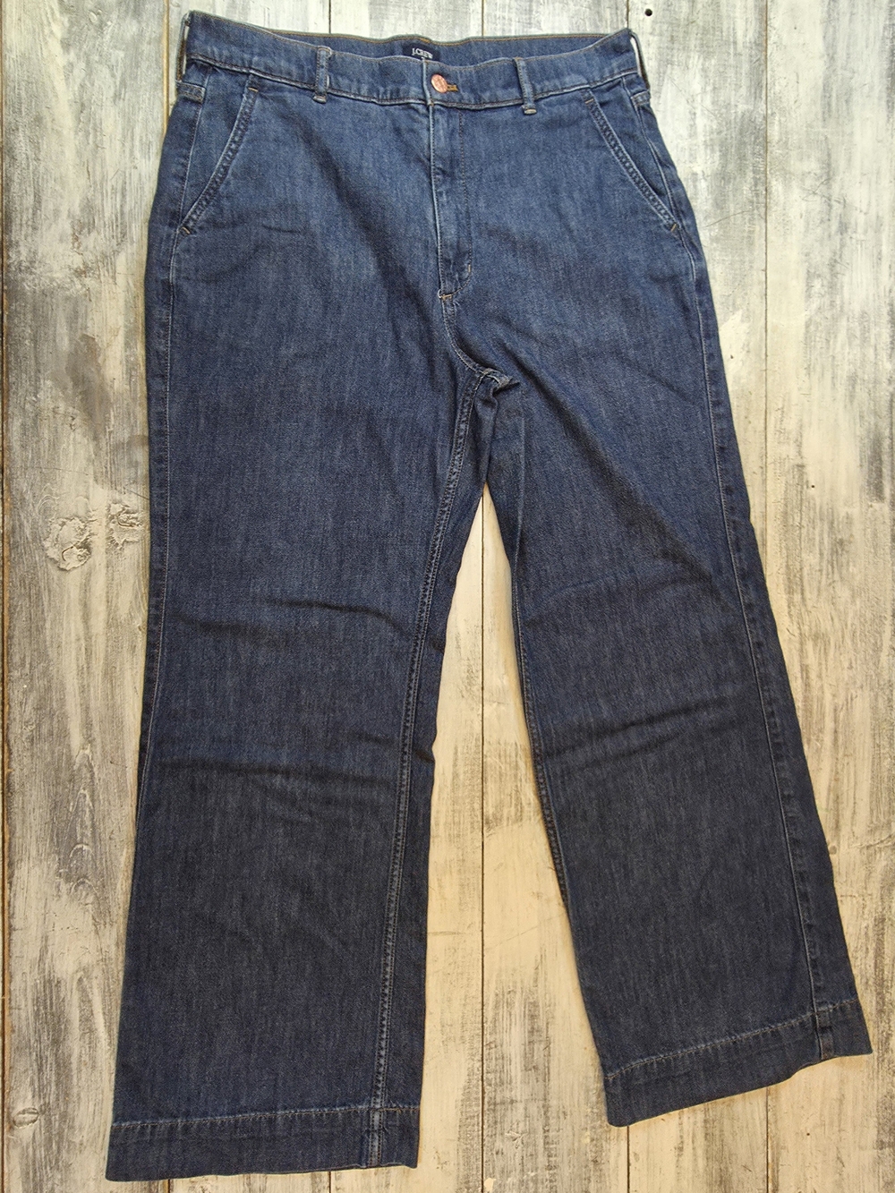 J. Crew Dark Indigo High Rise Wide Leg Denim Jeans sz 30